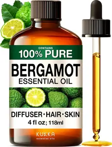 KUKKA Bergamot essential oils - (4 fl oz) Aromatherapy for Hair & skin Bergamot Essential Oil for DIY & Soap Making