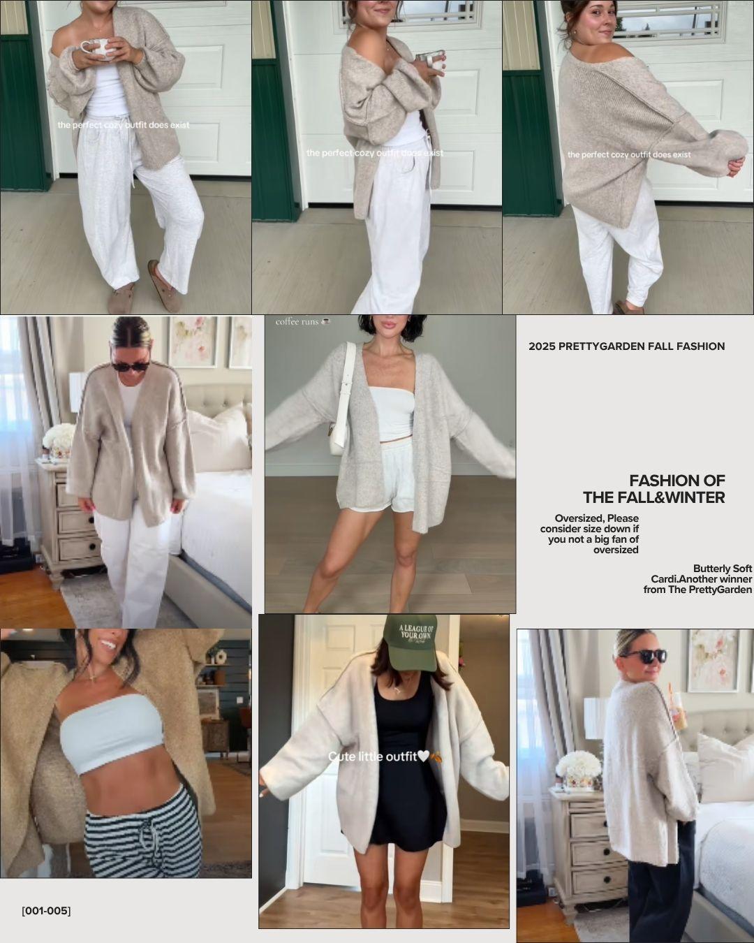 PrettyGarden Women's Oversized Cardigan Sweater Fall Long Lantern Sleeve Knit Open Front Lightweight Sweater Knitwear Tops