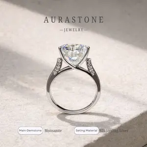 【#43 RD】Synthetic Moissanite S925 Sterling Silver 10 Carat Ring VVS1 Moissanite Female Wedding Engagement Ring