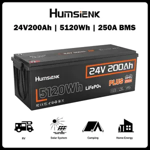 HumsiENK 24V 200Ah LiFePO4 Battery with Smart BMS, High Cost Performance, Home Backup Power, Emergency & Spring Preparedness, Off-Grid Living, Outdoor Camping, Easy Travel, Yard Renovation, Reduce Equipment Downtime, Uninterrupted Power Supply