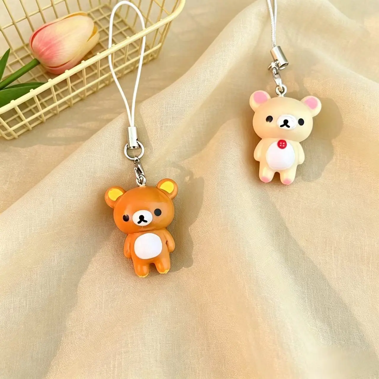 1 Pair Cute two-colored bear pendant, suitable for decorating mobile phones, Cute Phone Charm, Cell Phone Charms, Phone Decoration, Phone Accessories