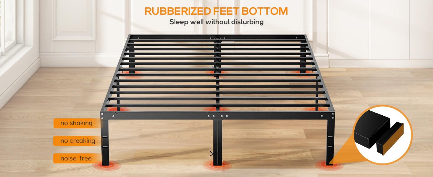 Bed Frame - Heavy Duty Metal Platform Bed Frames Queen Size with Storage Space Under Frame, 14 Inches, Sturdy Steel Slat Support, No Box Spring Needed