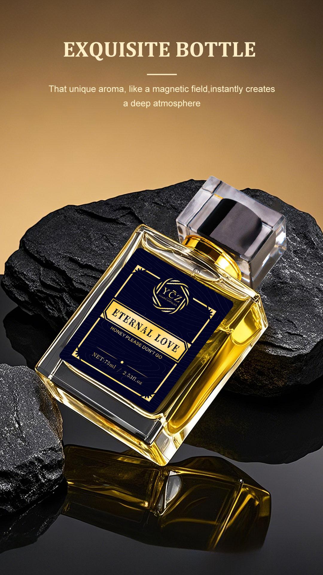 YCZ Eternal Love Eau De Parfum for Men 2.6oz 75ml Long Lasting Musk Ambergris Jasmine Rose Exotic Arabic Perfume Captivating Scent Exotic Arabic Perfume Captivating Scent Bold Arabian Perfume Aromatic Fragrance