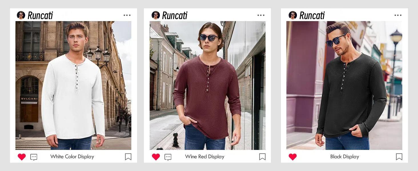 Beotyshow Mens Distressed Henley Shirts Retro Long Sleeve Tee Shirts Casual Button Down Washed T-Shirts for Men Cotton Menswear