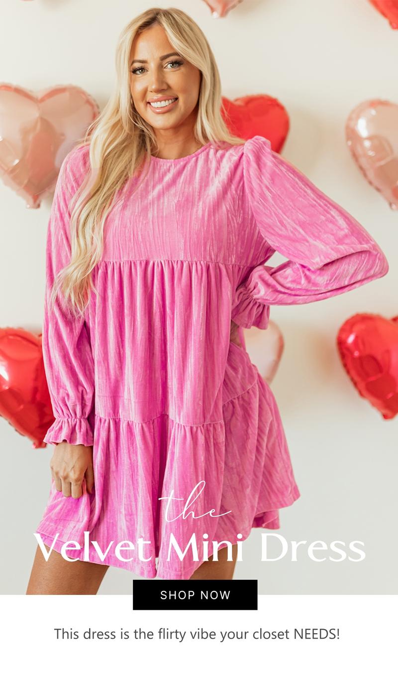 Asvivid Women's Pink Flounce Sleeve Tiered Ruffled Velvet Mini Dress with Pockets Casual Womenswear Everyday Elegant Valentine's Day Dresses Asvivid Women's Pink Flounce Sleeve Tiered Ruffled Velvet Mini Dress with Pockets Casual Womenswear Everyday Elegant Valentine's Day Dresses