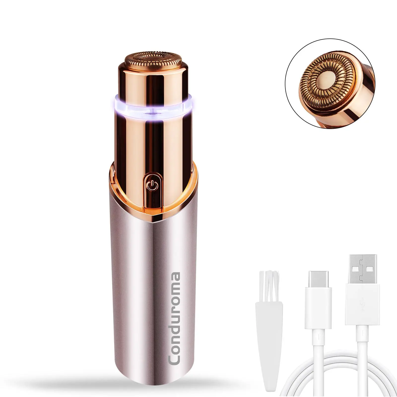 Women's Facial Hair Remover – Painless & Rechargeable Electric Shaver with LED Light – Gentle, Travel-Friendly Hair Removal Device for Chin, Upper Lip & Face, Rechargeable Shaver Machine, Painless Precision Shaver, Cordless Portable Shaver