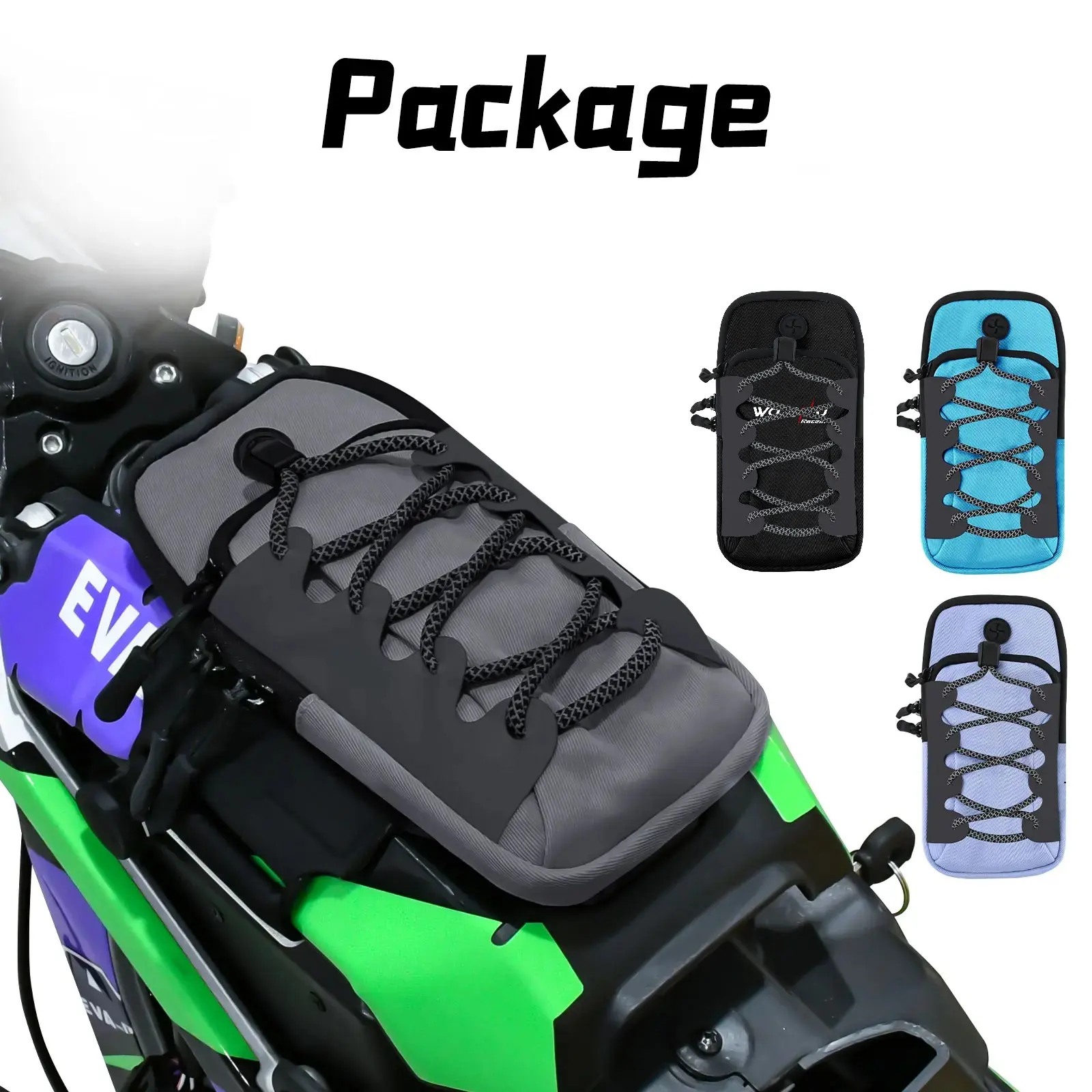 Dirt Bike Front Frame Bag for Surron Light Bee X/S Ultra Bee, Battery Cover Storage Bag & Arm Strap Wrist Pouch for Segway X160 X260, E Ride Pro SS/SR/S Electric Dirt Bike, Water-Resistant Phone Tool Storage E-Moto Accessories Gift