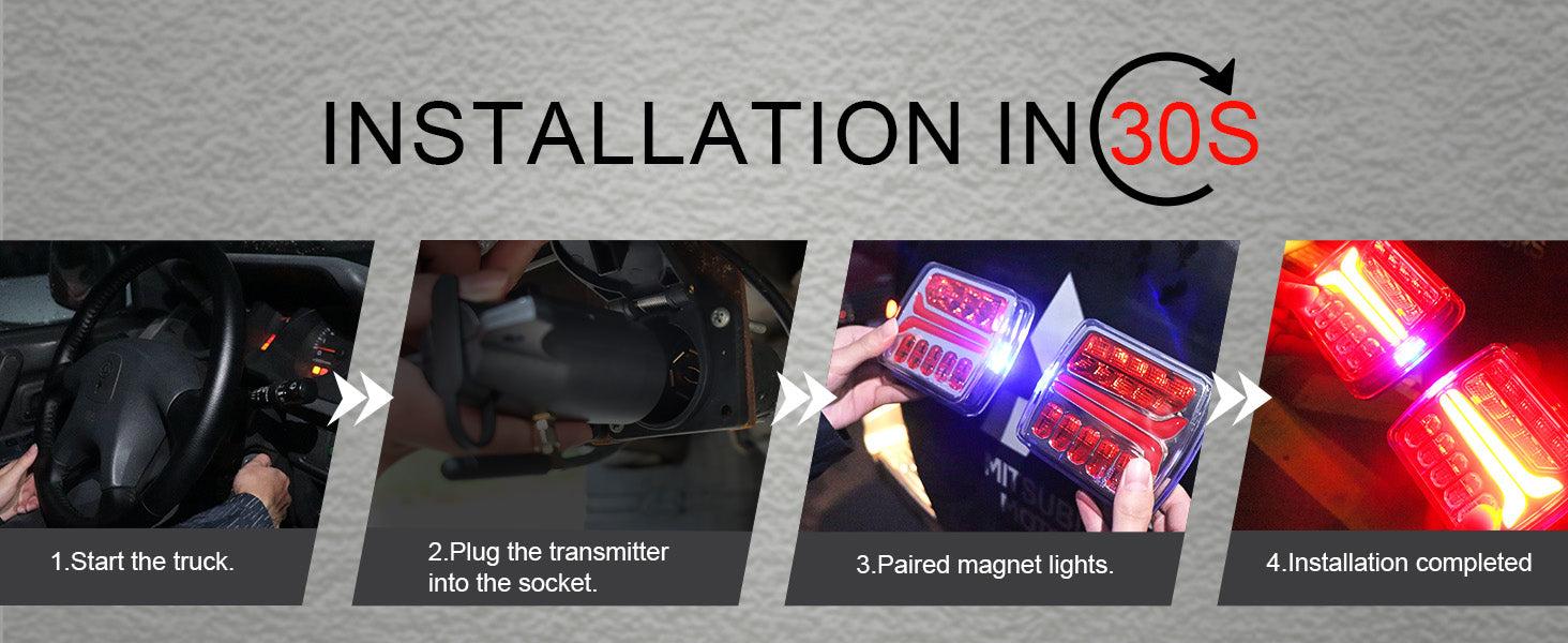 AgriEyes T033/T28/T212/T30B Wireless Trailer Lights kit, Rechargeable Magnetic Portable LED Tow Lights Kit for Trucks Car Accessories