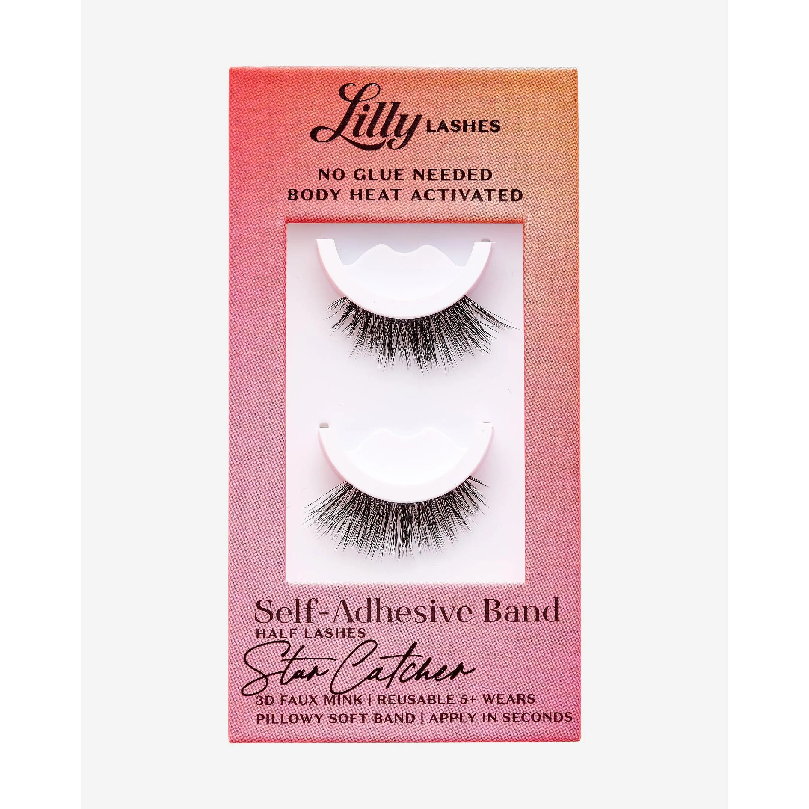 Self-Adhesive Eyelashes StarCatcher Half Lash | Lilly Lashes 3D Faux Mink | No Glue Needed, Body Heat Activated