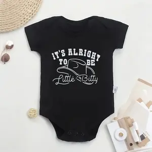 Newborn Baby  Bubble Romper Its Alright To Be Little Bitty Onesie  Bodysuit ,Essential for baby ,Funny Western Cowboy Baby Onesie Cute Country Baby Outfit Infant Romper Newborn