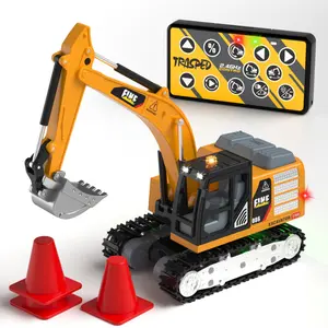 Miniature Alloy Excavator RC 1:64 Scale Remote-Controlled Construction Vehicle Bluetooth Remote-Controlled Car Desktop Model Display Gift for Boys