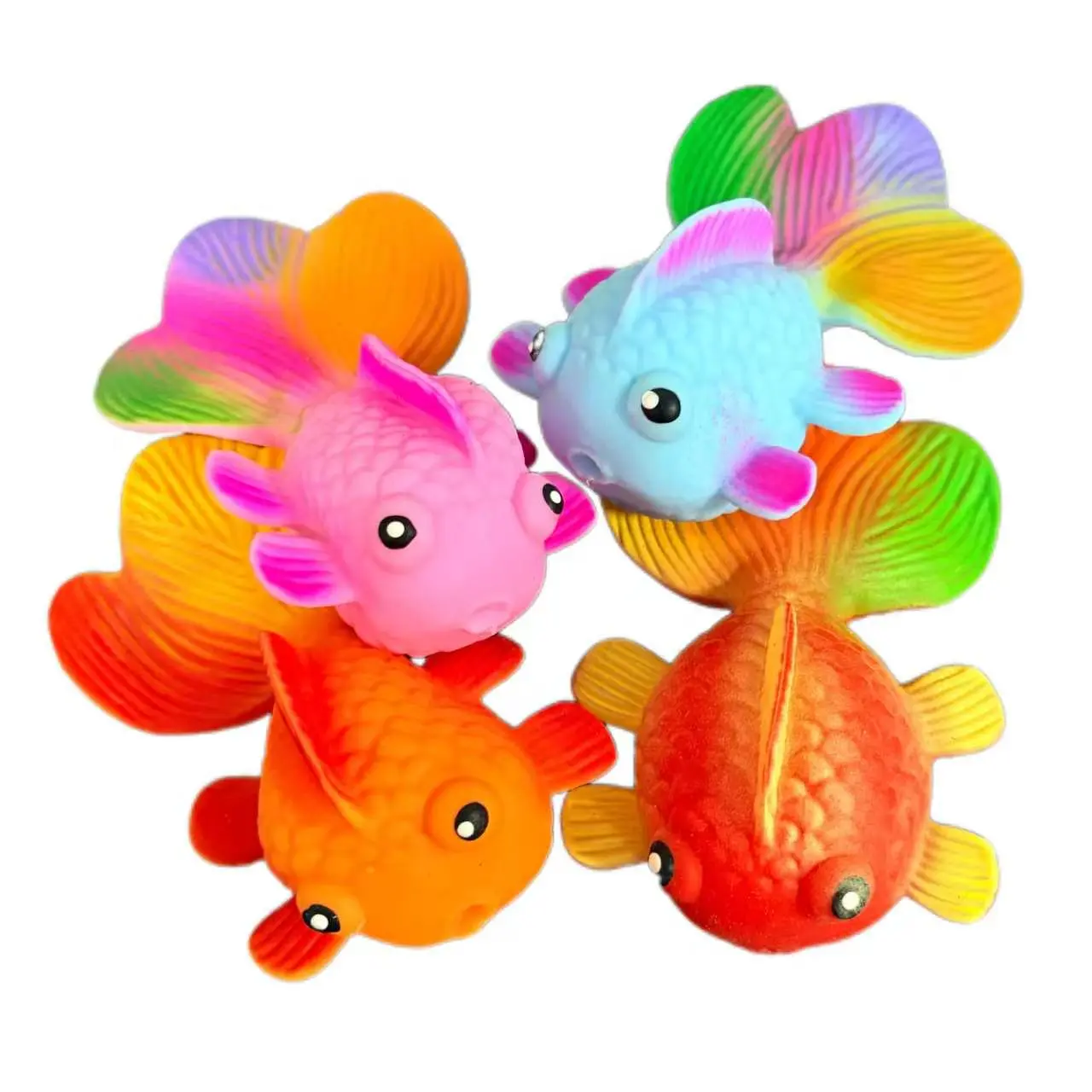 Rainbow Tail Goldfish Squishy Squeeze Toy, Soft Sensory Stress Relief Fidget Toy for Kids Adults