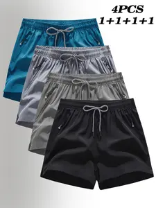 Men’s 4-Pack Casual Sports Shorts for Summer — Durable, Cooling, Ideal for Outdoor Running, Beach, Fitness Training, and Leisure