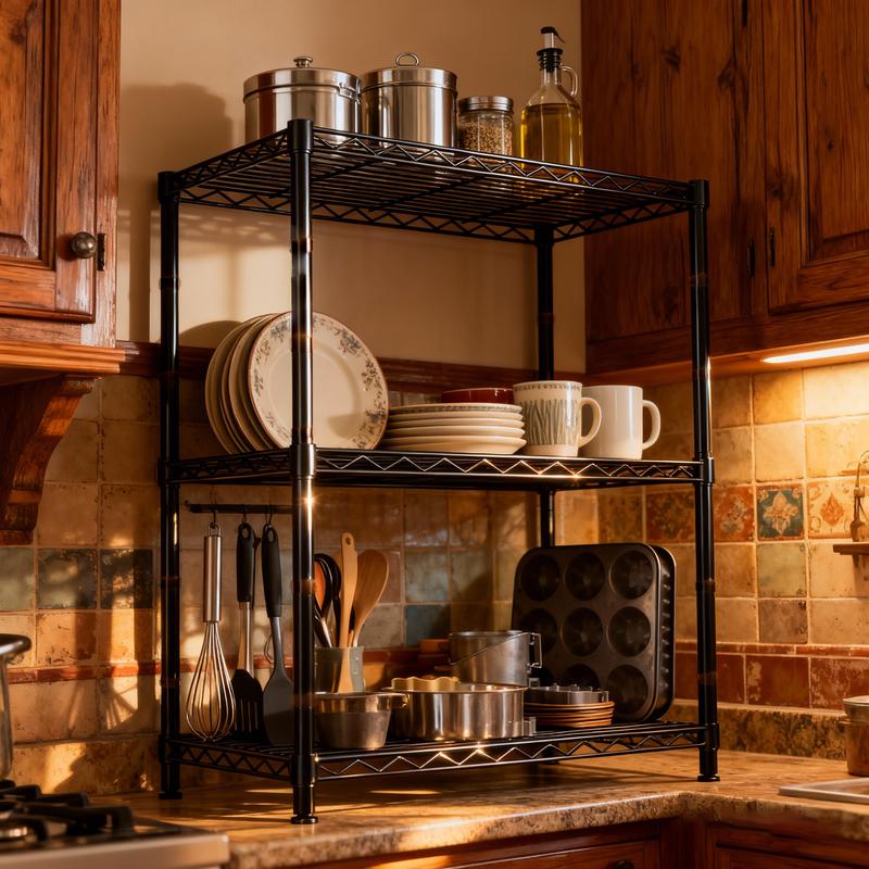 【Storage essentials】Raybee 5-Tier 71‘’H Garage Shelving,Adjustable Metal Wire Storage Shelves Units for Laundry,Kitchen,Pantry Organizer & Closet Rack,Bookshelves & Kitchen storage shelves,Space-saving shelves,Essential for homemakers and parents,Black