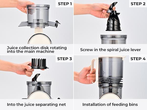SUSTEAS Cold Press Juicer with 5.3” Feed Chute, Powerful 150NM Motor, Simple operation, Slow Masticating Juice Extractor Fits Whole Fruits,Veggies