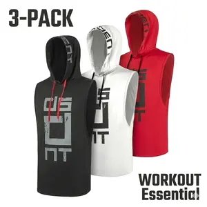3 Pack Mens Sleeveless Hoodies, Graphic Muscle Tank Tops, Gym Workout Training Vest, Bodybuilding Athletic Shirts, Activewear Tee Tops, TikTokShopSpringDeals