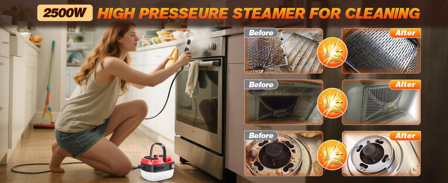 Portable Handheld Steam Cleaner, High Temperature Pressurized Steam Cleaning Machine with Brush Heads for Kitchen Furniture Bathroom Car, 110V Portable Handheld Steam Cleaner, High Temperature Pressurized Steam Cleaning Machine with Brush Heads for Kitchen Furniture Bathroom Car, 110V