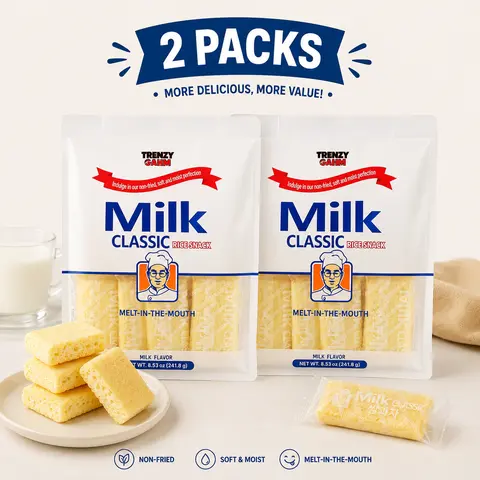 ORBIT-TRENZY GAHM Korean Milk Flavor Rice Cakes (2-Pack Value, 8.53oz Each) - Popular Snacks, Milk Rice Snack, Acrylamide-Compliant, Melt-in-the-Mouth Crunchy Creamy, Any Time of the Day, All Ages, Random New/Old Packaging Shipped