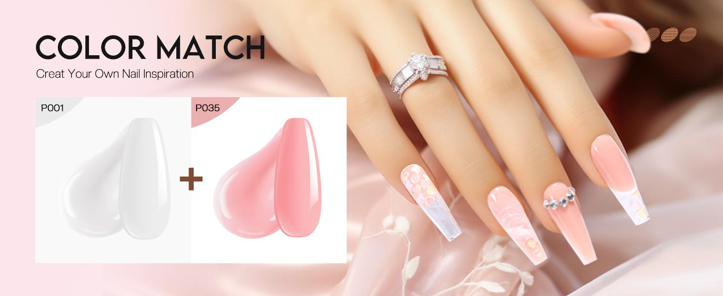 MOROVAN 6 Colors Poly Gel Nail Starter Kit - Poly Nail Gel Kit with U V Lamp Complete Nail Extension Poly Gel Kit for Beginners