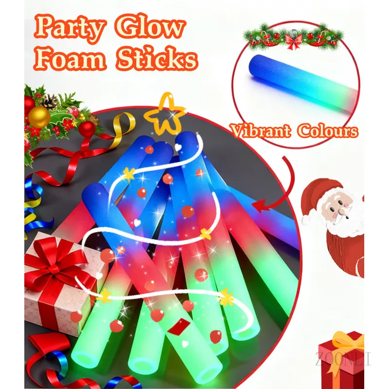 44 PCS Foam Glow Sticks with 3 Modes Colorful Flashing, Foam Light Up Sticks, LED Light Sticks, Glow Sticks Party Pack for New Year, Wedding, Raves, Concert, Christmas