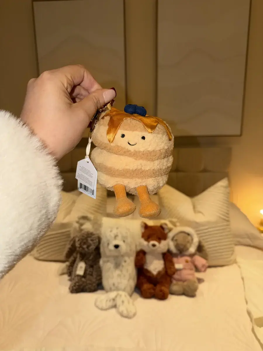 2026 Jellycat Keychains Cute Mini Fran Pancakes Plush Bag Charm Keychain, Soft Kawaii Stuffed Animal Backpack & Purse Charm, Back To School Adorable Bag Accessory Gift for Girls Kids Collectors