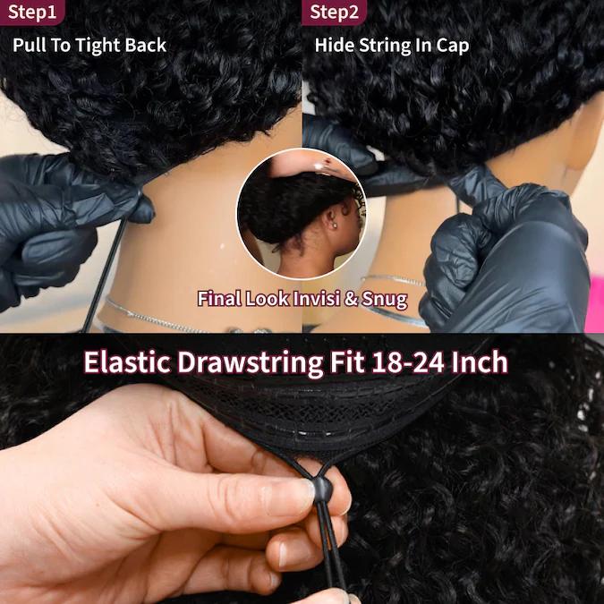 【4C Edges】UNice Glueless Flip Over 3/4 Half Kinky Curly Wig with Drawstring  No Leave Out Natural Hairline Beginners Friendly Human Hair Wigs SpringStatements