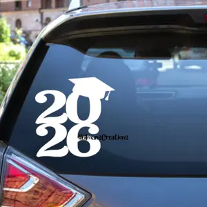Graduation Cap2 2026 Senior, College, High School Grad Permanent Vinyl Decal Sticker | Waterproof Class of 26