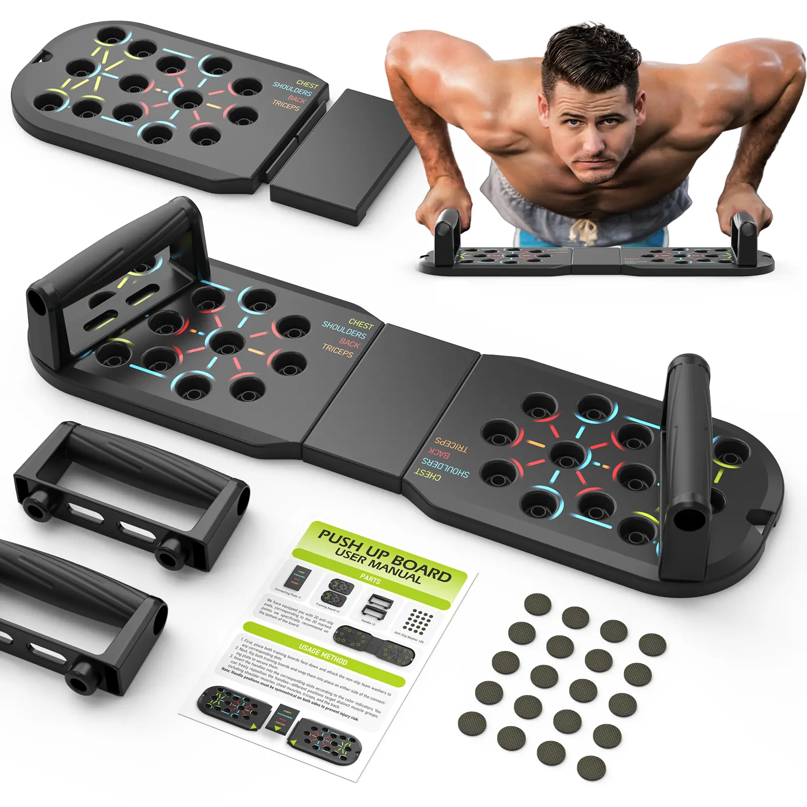 Push up board, abdominal and chest muscle training folding push up stand, portable fitness equipment for home gym summerwins