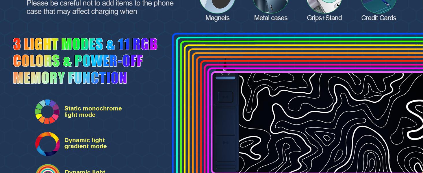 Mouse Pads XXL Gaming Mouse Pad with 15W Magnetic Wireless Charging Large Desk Mat Protector RGB Mousepad 4mm Non-Slip Waterproof for Office Home Gaming Spring gaming desk accessories gaming room decor