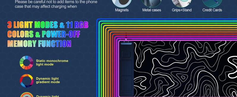 ExtreLife XXL Gaming Mouse Pad with 15W Magnetic Wireless Charging Large Desk Mat Protector RGB Mousepad 4mm Non-Slip Waterproof for Office Home Gaming 【Christmas】