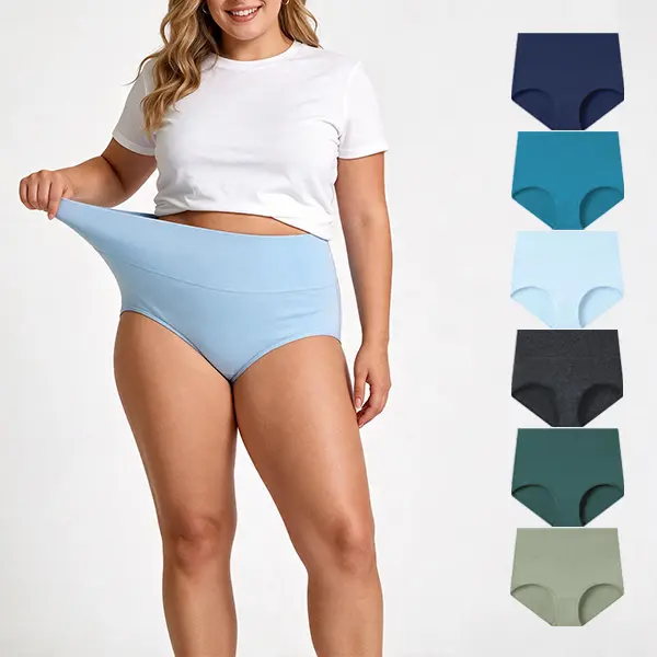 MhzyCaus 6-Pack High-Waisted Cotton Women's Panties, Cloud-Soft & Breezy, Secure Full Coverage Briefs for Everyday Grind, Flexible & Fade-Defying, Non-Stop Comfort lady panty invisible tummy control bikini breathable comfortable knicker seamless