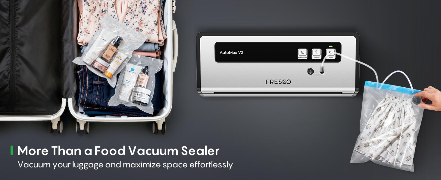 FRESKO AutoMax V2 Compact Vacuum Sealer Machine, Automatic Food Saver with Double Heat Seal, Includes Bags & Starter Kit