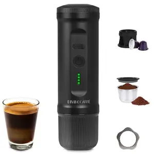 Espresso Maker,  Coffee Machine with Self Heating for Travel & Camping, 20 Bar Espresso Machine for NS Capsule & Coffee Powder, Compact Size Ideal for RV, Hiking, Office, Car, Black