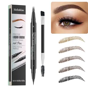 2-Tip Eyebrow Marker Pen, Waterproof Liquid Formula with Micro-Fork Applicator for Natural Feathered Brows, Quick-Dry and Transfer-Proof for Humid Climate Daily Wear and Soft Glam Styling Flawless Cosmetic eyebrow tint eyebrow pencil eyebrow gel