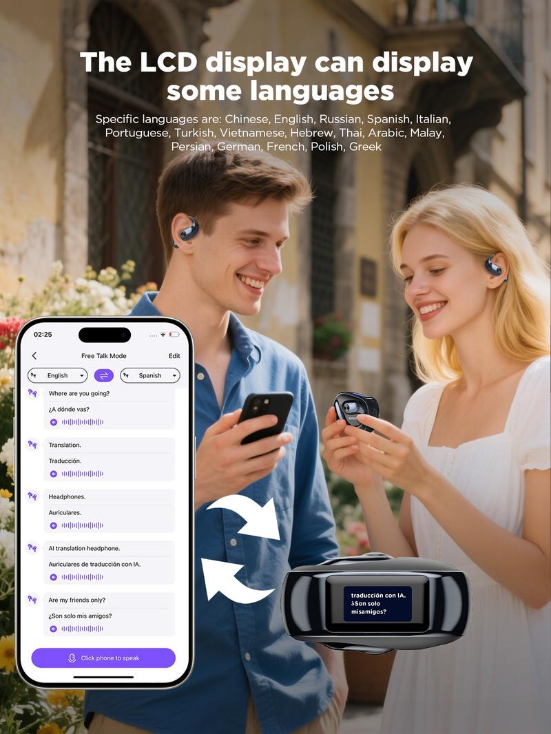 MINISO MS193 AI Translation Earbuds Open Ear Wireless Headphones 134 Languages Translatable Bluetooth Smart Earphones with APP LCD Screen Display Charging Case MINISO MS193 AI Translation Earbuds Open Ear Wireless Headphones 134 Languages Translatable Bluetooth Smart Earphones with APP LCD Screen Display Charging Case