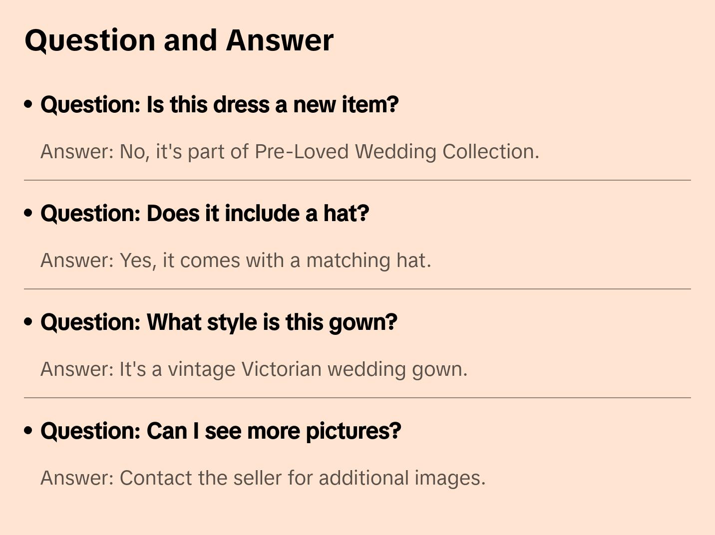 Vintage Ivory Victorian Wedding Gown/ Hat