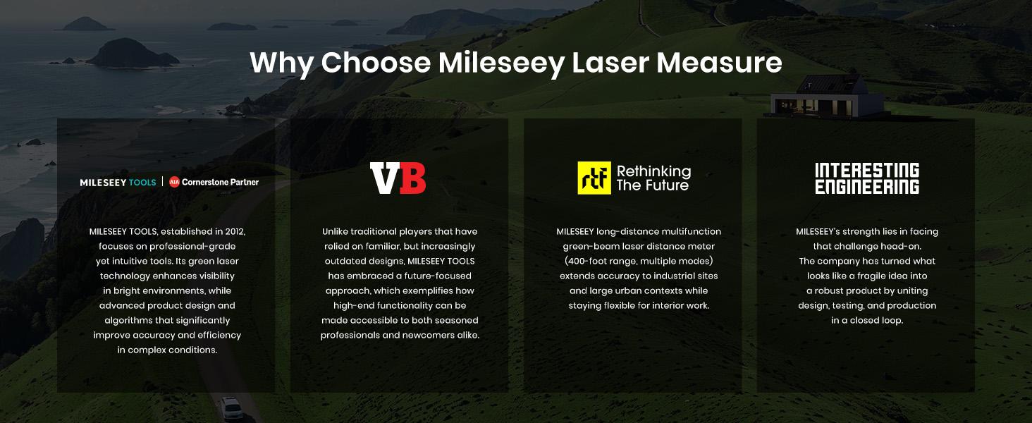 MILESEEY S50 Green-Beam Laser Distance Measure - 400ft Laser Measure, P2P, Side-Laser Alignment, Rechargeable, 2.4" IPS Backlit Display, Area/Volume Measurement, 8 Units, Indoor&Outdoor,Bluetooth app