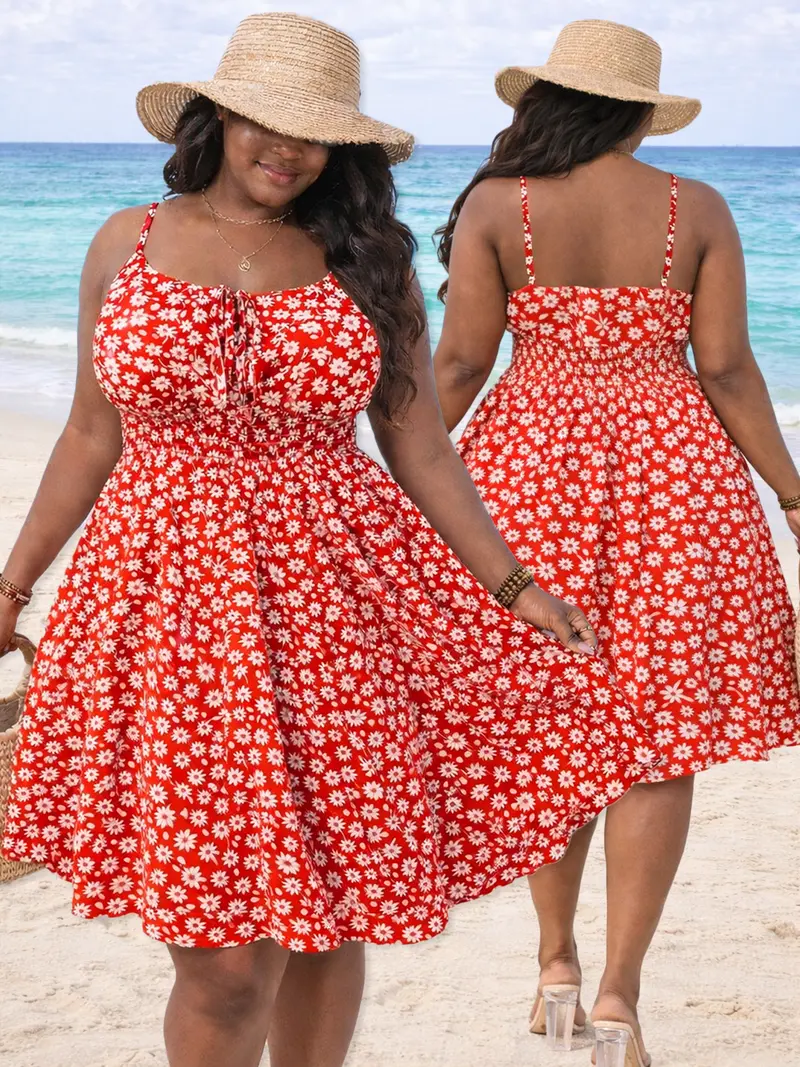 tummy flattering red dress plus size - TikTok Shop