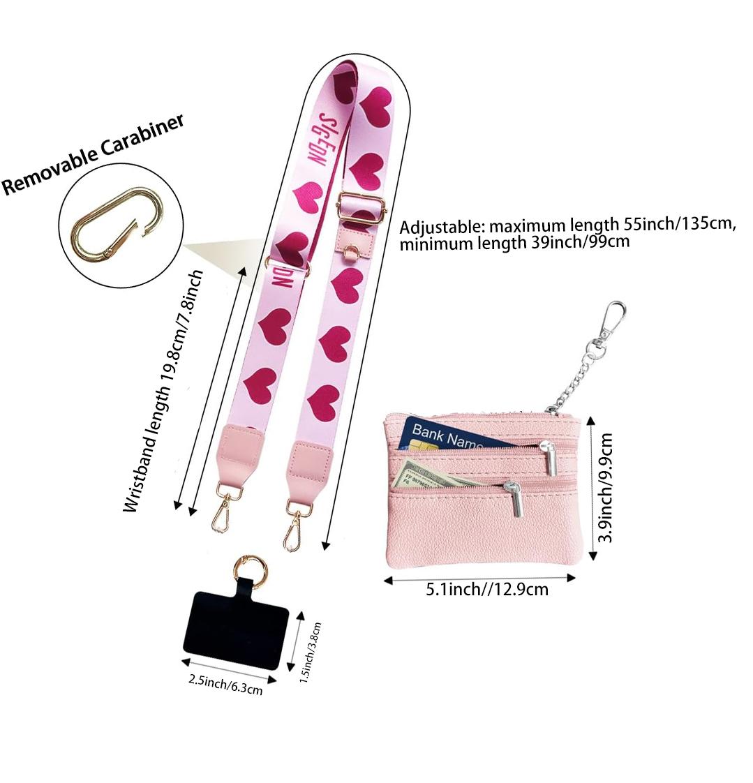 Clip and Go Strap for Phone With Wallet Crossbody, Phone Strap With Wallet, Phone Strap Crossbody With Zipper Pouch Wallet, Adjustable Mobile Phone Strap, Valentine's Day Gifts,New Year Gifts