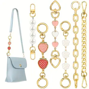 6Pcs Bag Extender Chain - Removable Fashion Pearl Purse Chains Extender,Gold Purse Charm Chain, Chain Strap for Women Crossbody Bag,Bag Accessories