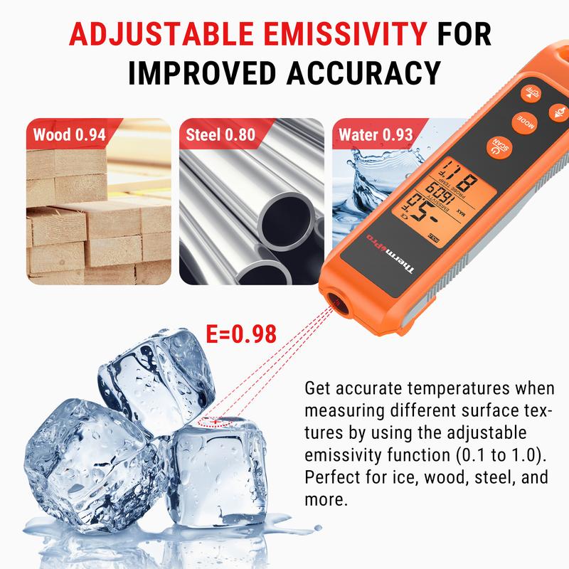 Specialty Kitchen Utensils– ThermoPro 2-in-1 Instant Read + Infrared Thermometer with Meat Probe, Non-Contact Laser for Cooking, Kitchen, HVAC, Pool, Measuring Utensils(Not for Human) Food Grill