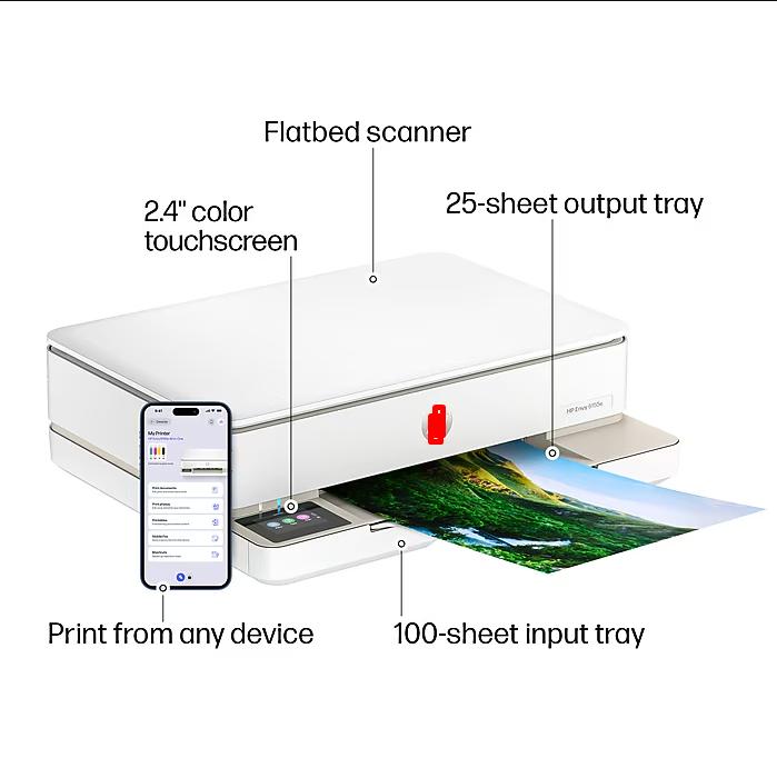 Envy 6155e Wireless Color All-in-One Printer, Scan, Copy, 3 Months Free Instant Ink, AI Enabled (714L5A), all in one printer, multifunction printer, multifunction printer, Portable Thermal Printer, Portable Thermal Printer, Multi-Size Printing