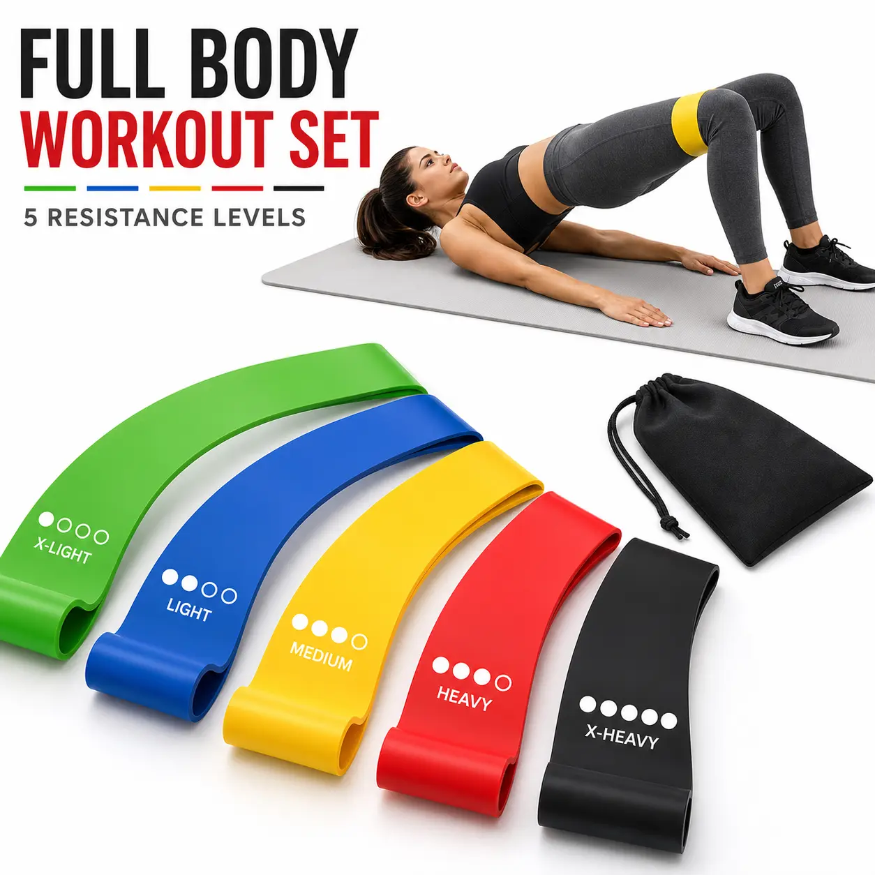 Fittest Pro Resistance Bands for Legs and Butt, Fabric Exercise Loop Bands Yoga, Pilates, Rehab, Fitness and Home Workout, Strength Bands for Booty