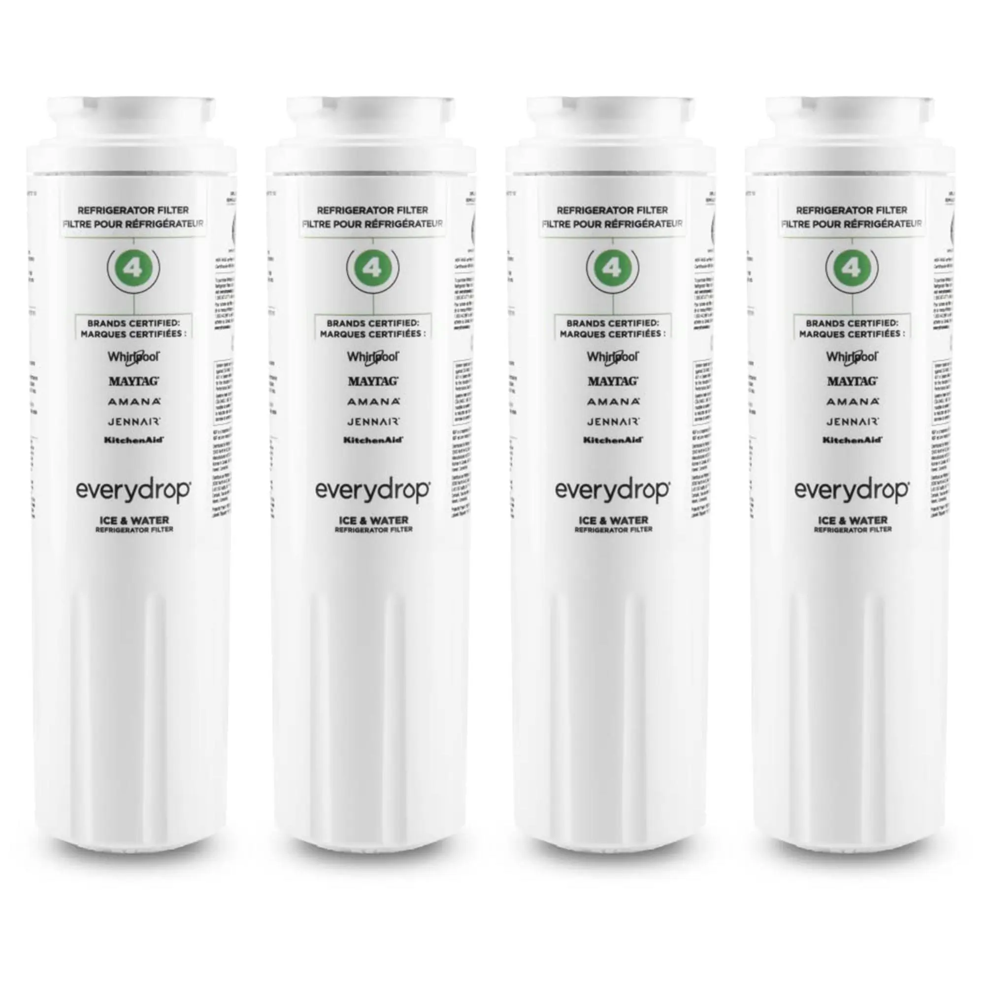 Refrigerator Ice & Water Filter 1 (EDR4RXD1) 4-Pack, Durable Filter Removes Gunk, Chlorine, Industrial Chemicals, Waterborne Parasites, Supports Family Hydration & Healthier Water, Easy No-Hassle Swap-In, 200-Gallon Capacity, Direct Filtration From Your R