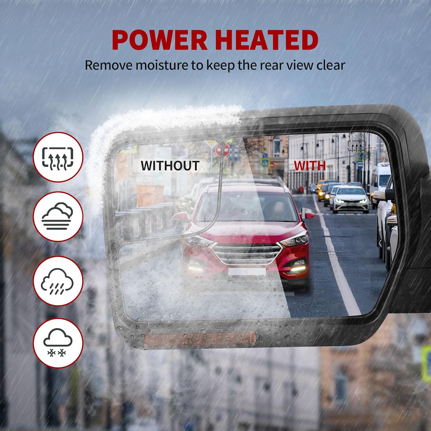 YITAMOTOR Towing Mirrors for 2007-2014 Ford F150 Power Heated Mirrors with Dual Turn Signal Light Puddle Light and Black Blind Spot Mirrors Car Accessories Automotive Replacement