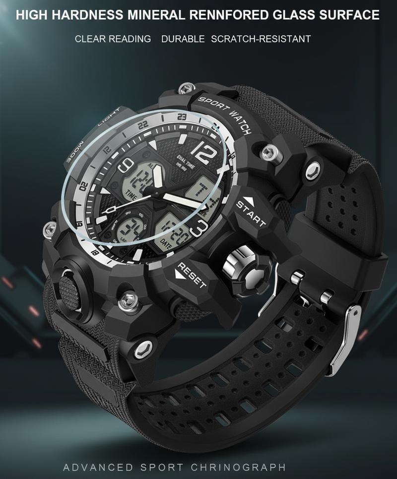 Men's Digital Sport Watch Water-Resistant Wristwatch with Dual Display for Outdoor Fitness Activities & Active Lifestyles,Christmas gift