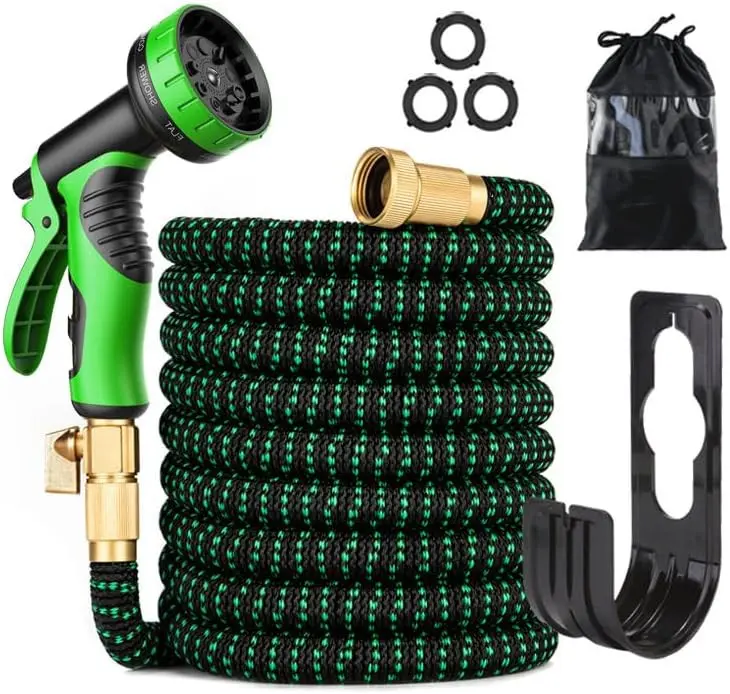 Expandable Hose (Multiple Lengths: 25/50/75/100FT) - Heavy Duty, Portable Garden Hose with 4-Layer Latex Core, Brass Connectors, Nozzle & Storage Bag for Car Wash, SummerVibes