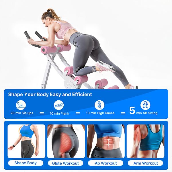 Merach Dual Track Adjustable Ab Trainer Machine with LCD Monitor,  Core & Waist Shaper at Home Gym for Women,  Foldable Exercise Machine for abs, Arm, Leg, Buttocks Shaper, Workout Equipment, TikTokShopBlackFriday