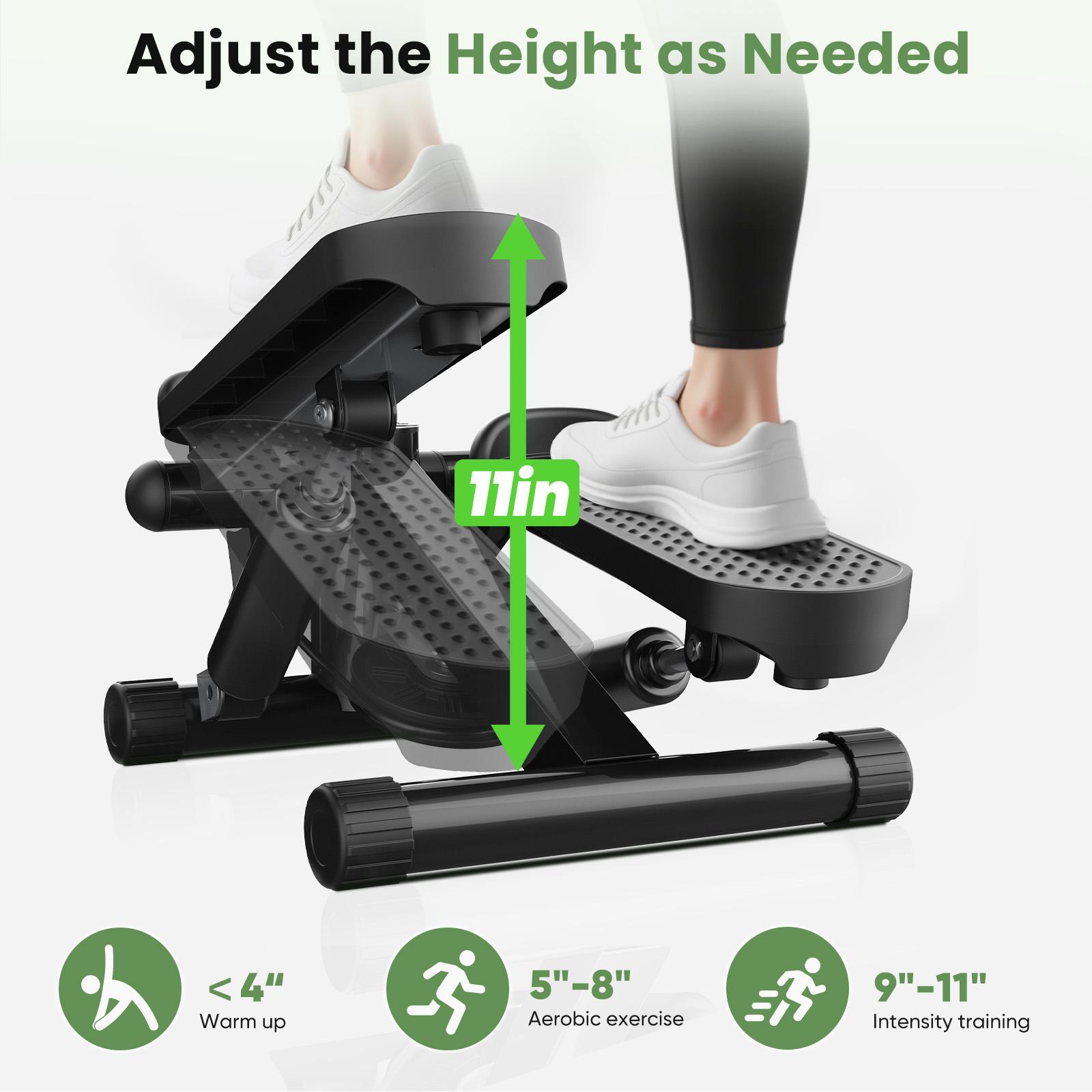 Mini Stepper for Exercise at Home, Stair Step Workout Machine with Resistance Band and Over 300lb Weight Capacity, Optional Twist Motion Mini Stepper with Resistance Bands, Portable Full Body Workout Stepper Machine Adjustable Foot Stepper for Fitness