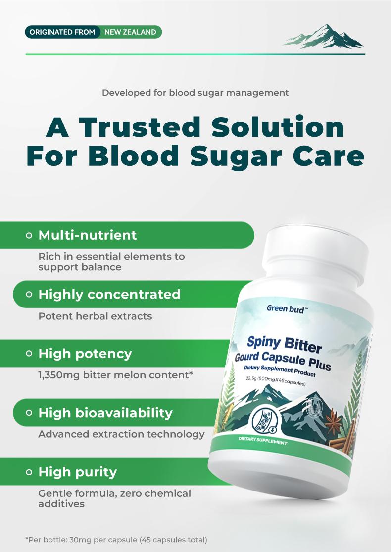 Green Bud 2 Spiny Bitter Gourd Herbal Capsules Contain Extracts of Bitter Gourd, Cinnamon, Ginseng, and Mulberry Leaves, etc.